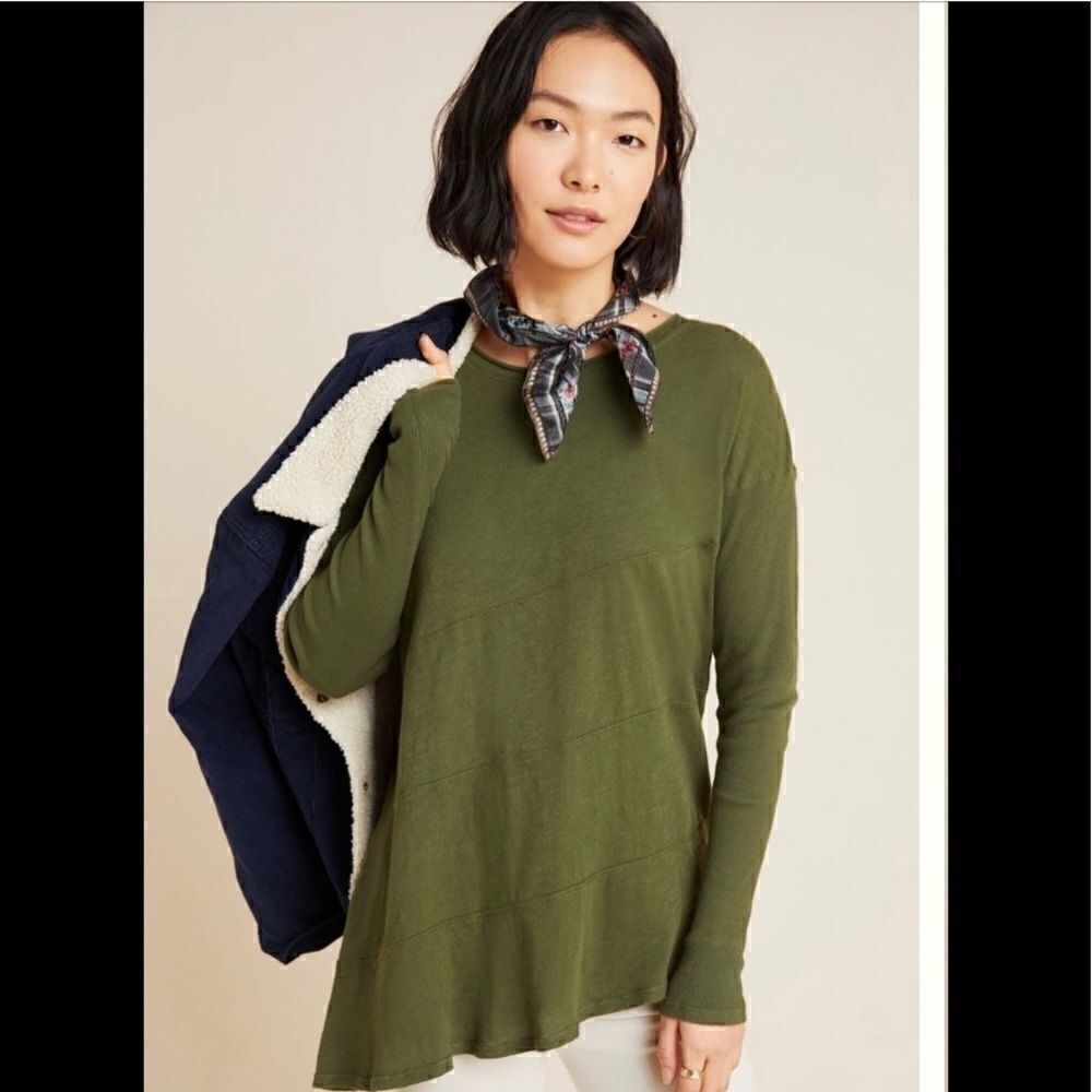 NWT Anthropologie Paula seamed Asymmetrical Tee M